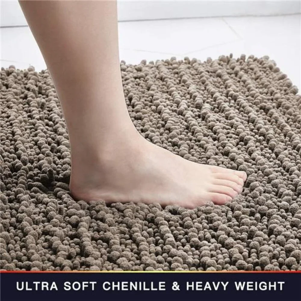 Bathroom Rug Non Slip Bath Mat (24x17 Inch Taupe) Water Absorbent
